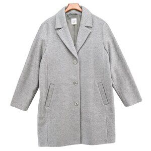 GAP Long Top Coat Womens Light Heather Grey Wool Blend 3 Button Size XL